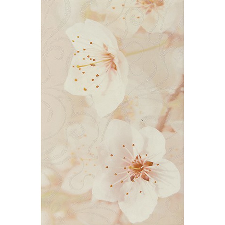 Шахтинская плитка Сакура Коричневый 03 Декор 25x40 см, Россия, под обои  - фото 1