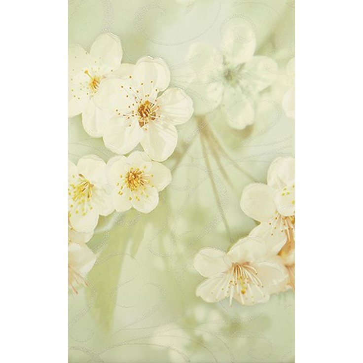 Шахтинская плитка Сакура Зеленый 01  25х40 Декор 25x40 см, Россия, под обои  - фото 1