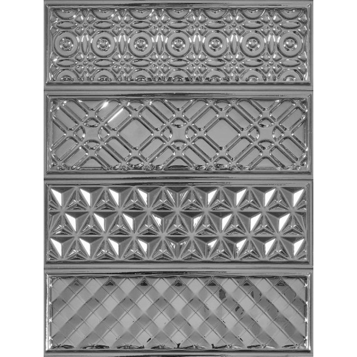 Stratos (Heralgi) Garden Dec Geometry PVD Plata Настенная плитка 10x30 см, Испания, под металл - фото 1
