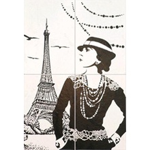 Alma ceramica Коко Шанель ПН78 (черное) Панно 49,8x72,8 см, Россия, под обои  - фото 1 - фото 1