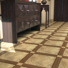 Alma ceramica Рико 41,8x41,8 см, для гостиной, керамика, стиль: классика, цвет: коричневый, Россия, под дерево, матовая - фото интерьера 1 - фото 2