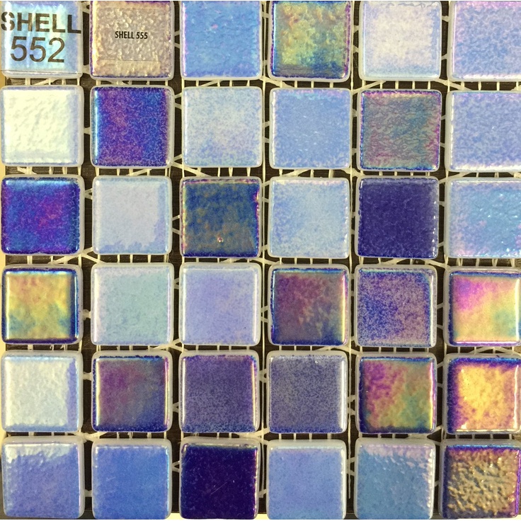 Vidrepur Shell Mix Deep Blue 552/555 (на сетке) Мозаика 31,7x31,7 см, Испания, под мозаику - фото 1