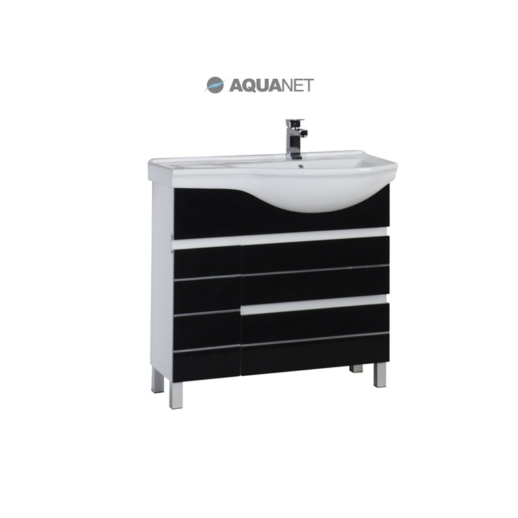 Aquanet Доминика 00176570 90 Черный правый Тумба для раковины 49,5x90,5x88,5 см, Россия - фото 1 Aquanet Доминика 00176570 90 Черный правый Тумба для раковины 49,5x90,5x88,5 см, Россия - фото 1