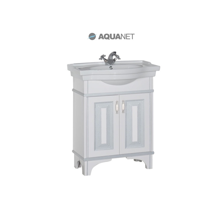 Aquanet Валенса белый серебро 80 Тумба для раковины 51x80,5x88,5 см, Россия - фото 1 Aquanet Валенса белый серебро 80 Тумба для раковины 51x80,5x88,5 см, Россия - фото 1