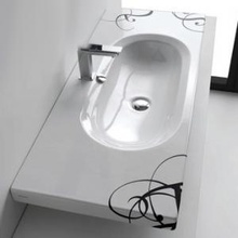 ArtCeram Blend 106x45 см белый с черным узором Раковина 45x106 см, Италия - фото 1 - фото 1