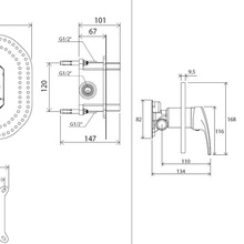 Ravak Neo X070044 Для душа встраиваемый NO 066.00 Смеситель 22,6x26 см, для душа, Чехия - фото 1 - фото 4