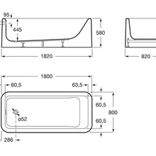 Roca Element 248158001 180x80 см с встроенной панелью и выпускным комплектом Акриловая ванна 180x80x42 см, Испания - фото 1 - фото 4