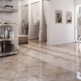 Kerama Marazzi Понтичели 15x15, для гостиной, керамогранит, стиль: современный, цвет: бежевый, Россия, под камень , глянцевая - фото интерьера 1 - фото 1