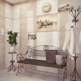 Alma ceramica Прага 41,8x41,8 см, для ванной, керамика, стиль: современный, цвет: разноцветная, Россия, под камень , матовая - фото интерьера 1 - фото 1