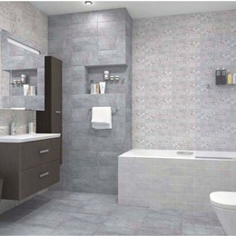 Laparet Bastion 20x40, для ванной, керамика, стиль: современный, цвет: серый, Россия, под камень , матовая - фото интерьера 1 - фото 1