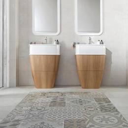 Porcelanosa Dover 31,6x90, для ванной, керамогранит, стиль: современный, цвет: серый, Испания, под бетон , матовая - фото интерьера 1 - фото 1