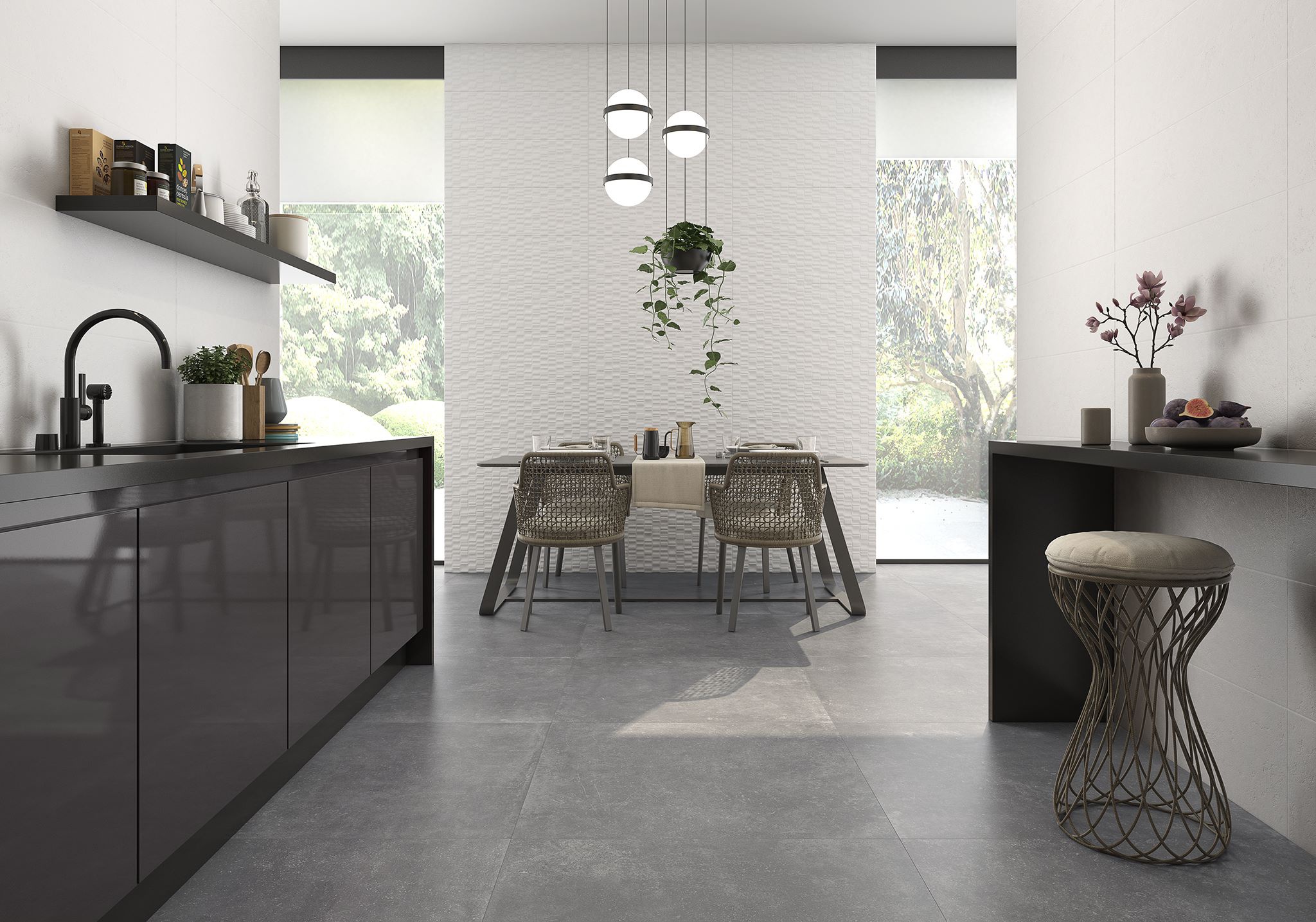 Плитка Saloni Ceramica Candle в отделке стен кухни