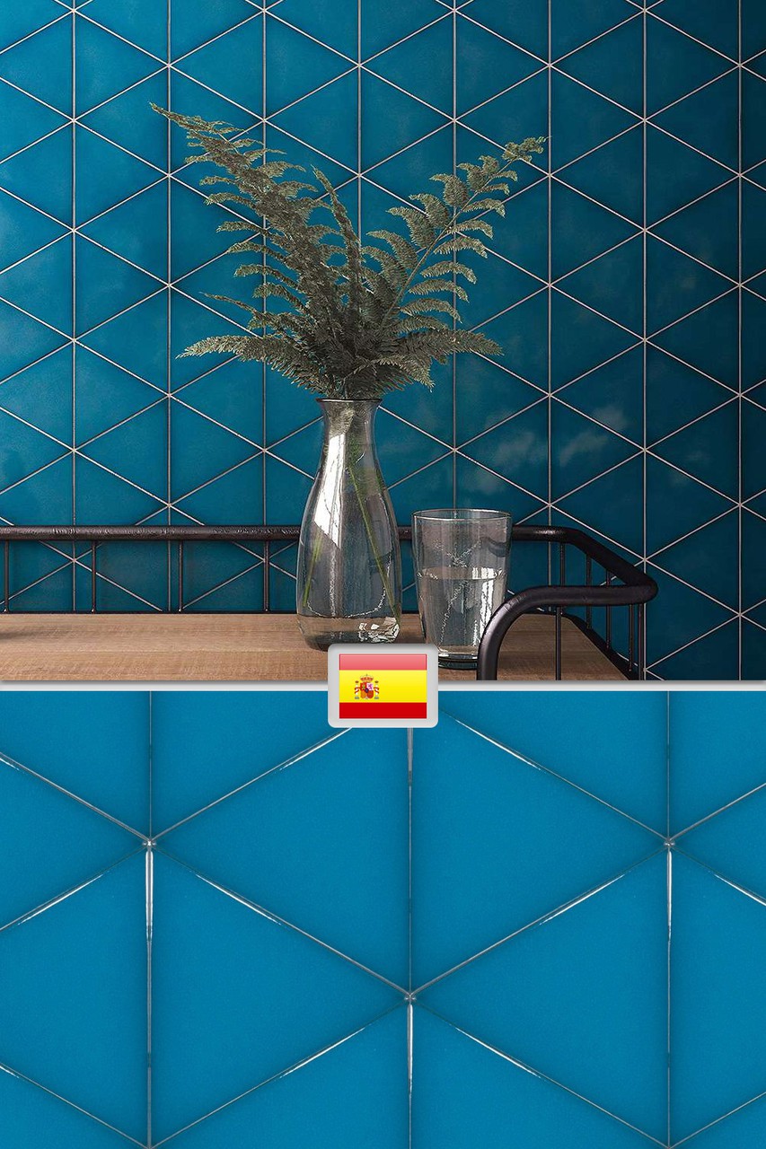 Настенная керамическая плитка в ванную комнату, треугольник, цвет голубой