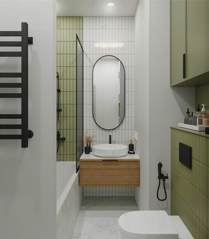 Особенности интерьера зеленой ванной комнаты