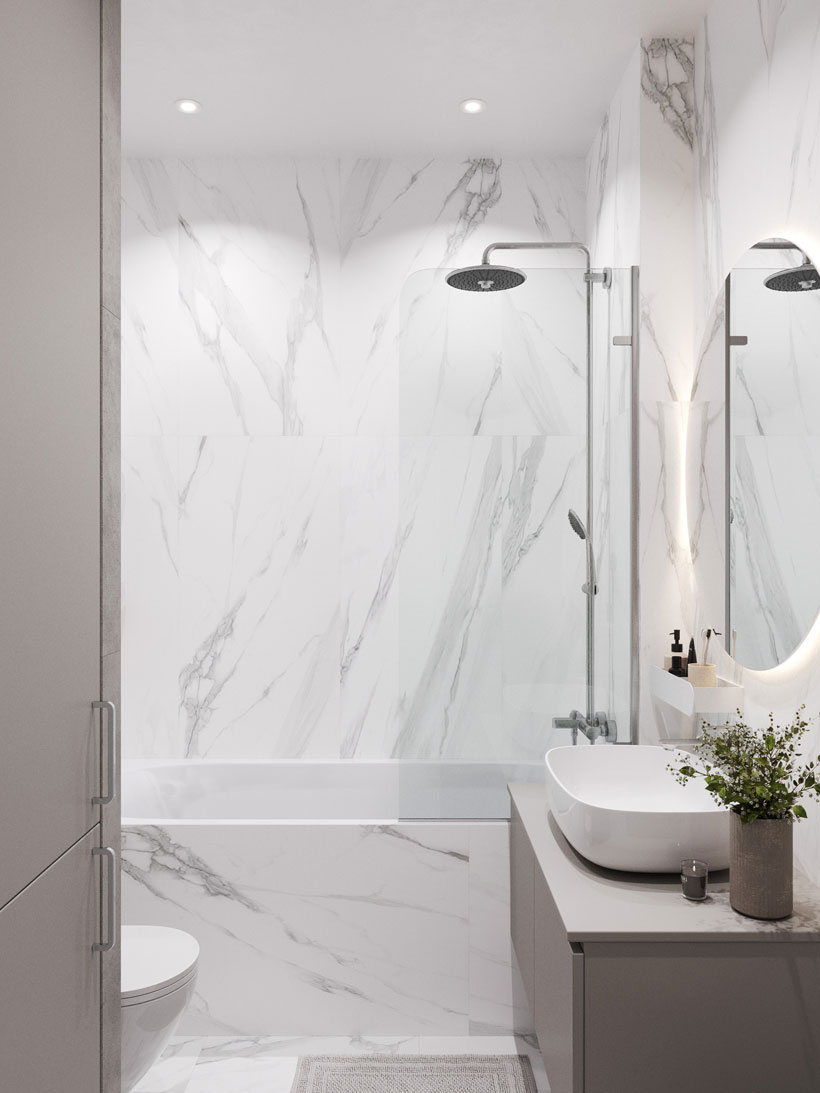 Несколько идей серых ванных комнат в различном дизайне