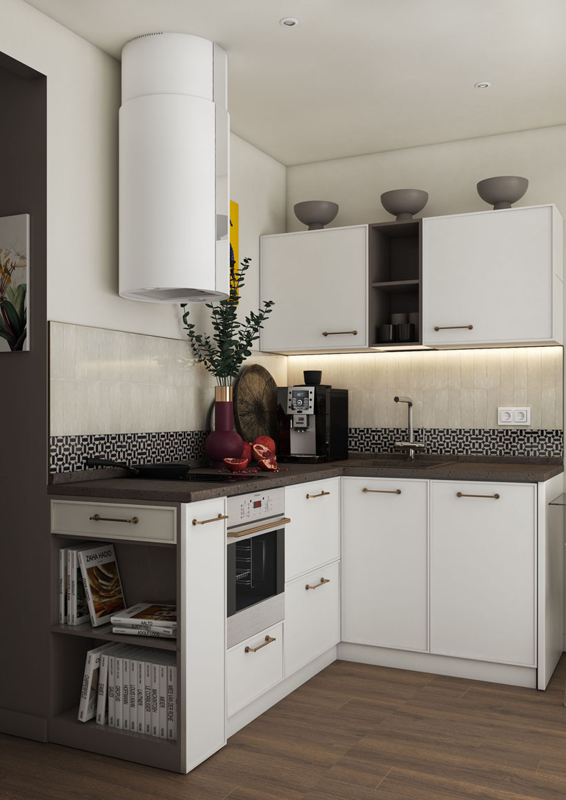 Дизайн-проект кухни в квартире-студии 30 кв. м: создаем функциональные зоны