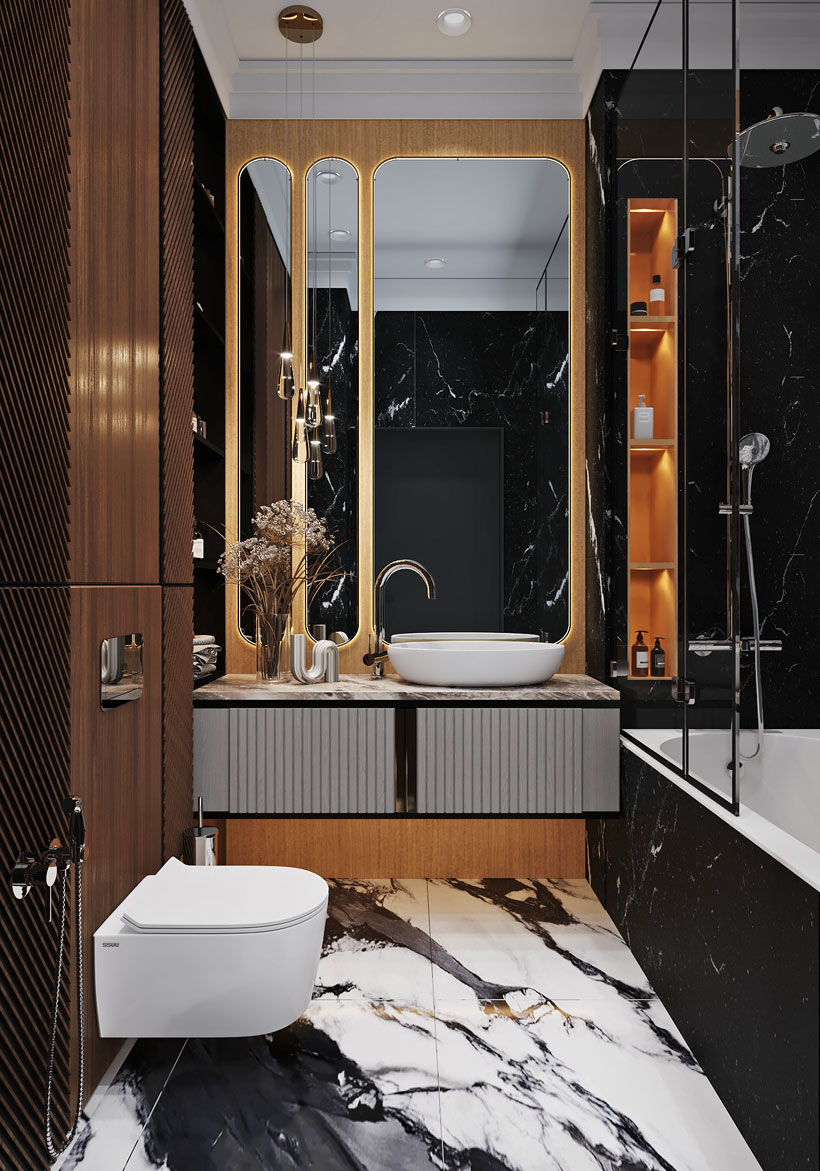 Интерьер ванной комнаты в современном стиле: тренды дизайна 2024 с красивыми фото
