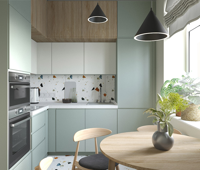Дизайн белой кухни 11 кв. м с плиткой под кирпич (18 фото + проект)