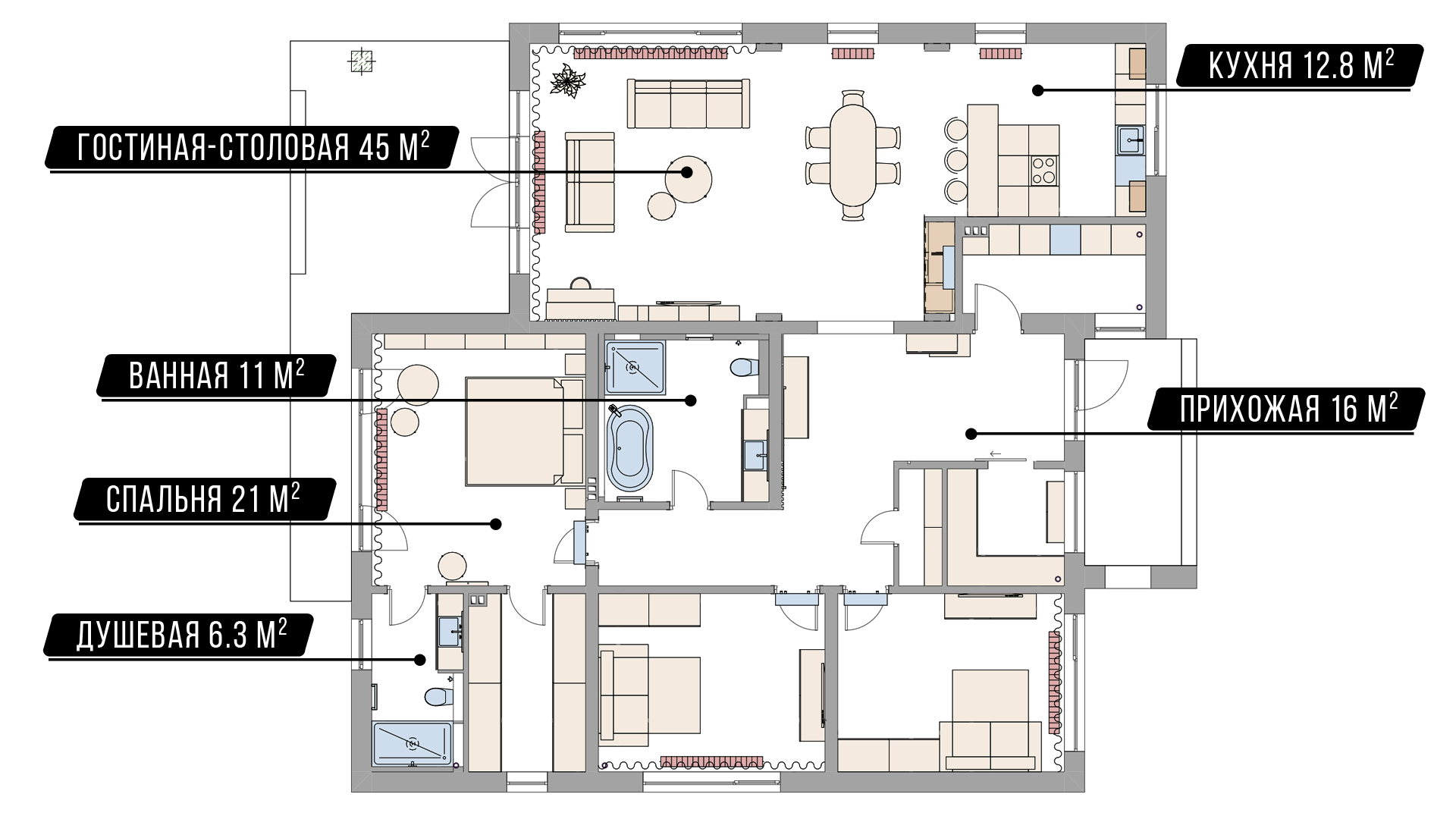 План дизайн-проекта интерьера 170 м кв