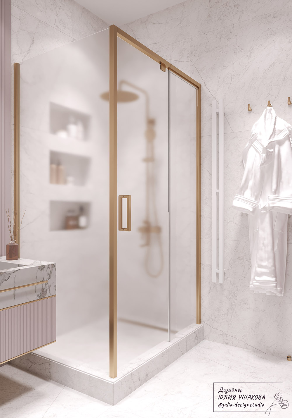 стеклянная душевая в ванной комнате